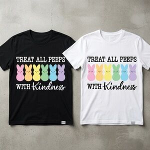 Gildan Kids Shirts - Black and White with Colorful Bunnies